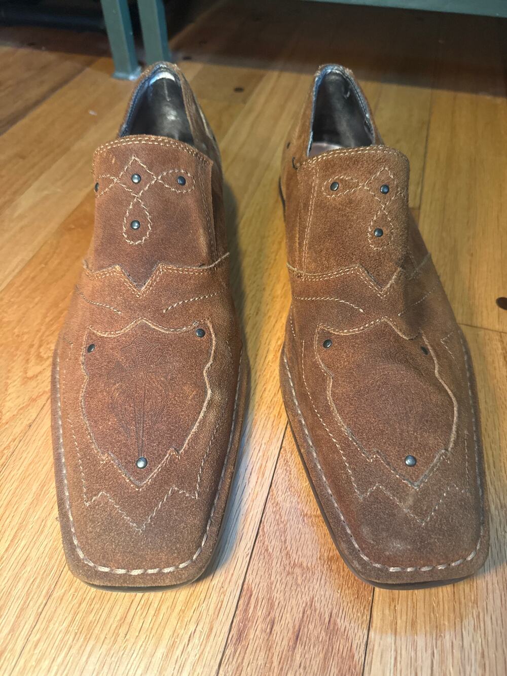 Mark Nason Lounge U Rock Studded Loafers Brown Leather Mens 11.5 Square Toe